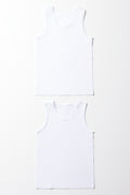 2PK SLEEVELESS VESTS WHITE