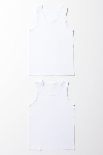 2PK SLEEVELESS VESTS WHITE