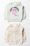 2 Pack Hoodies Green And Cream