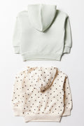 2 Pack Hoodies Green And Cream (3)