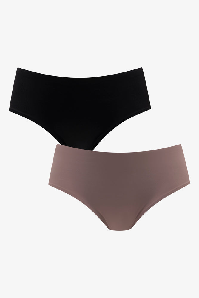 2 Pack Bonded Boyleg Panties Black & Natural (4)