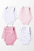 4 Pack Sheep Long Sleeve Bodyvests Pink
