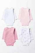 4 Pack Sheep Long Sleeve Bodyvests Pink (2)