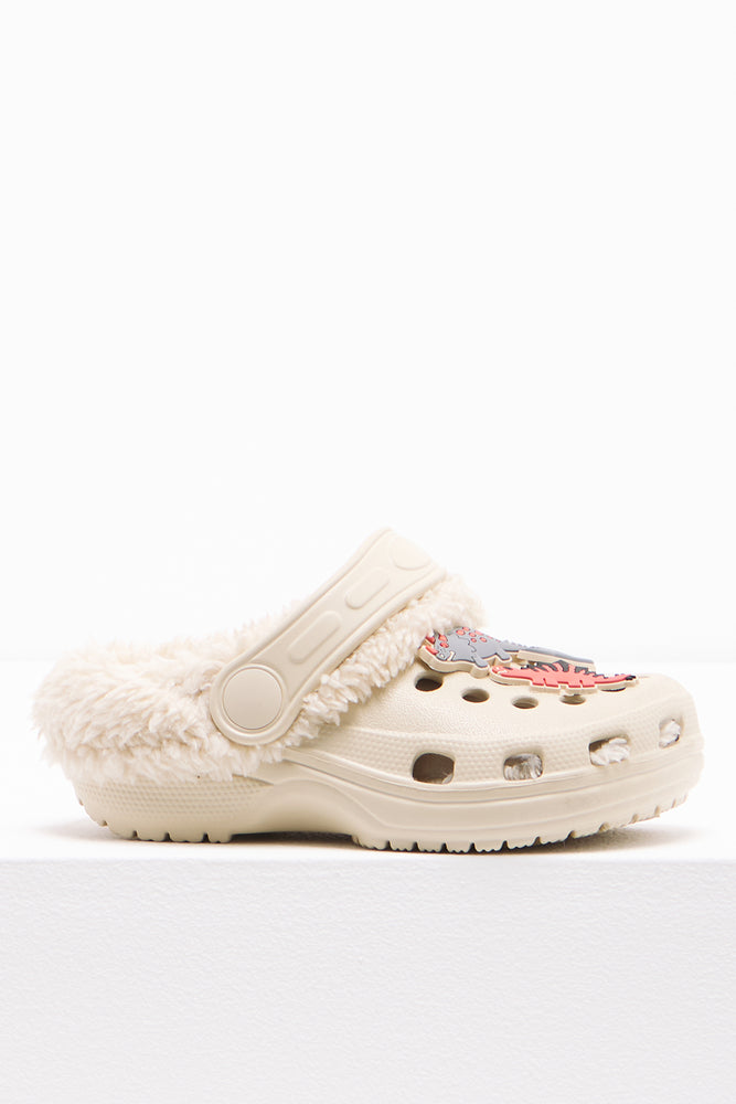 Dino Fur Clogs Natural (1)