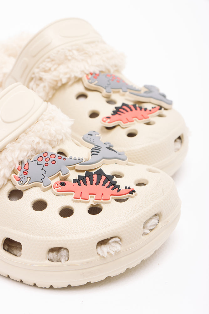 Dino Fur Clogs Natural (2)