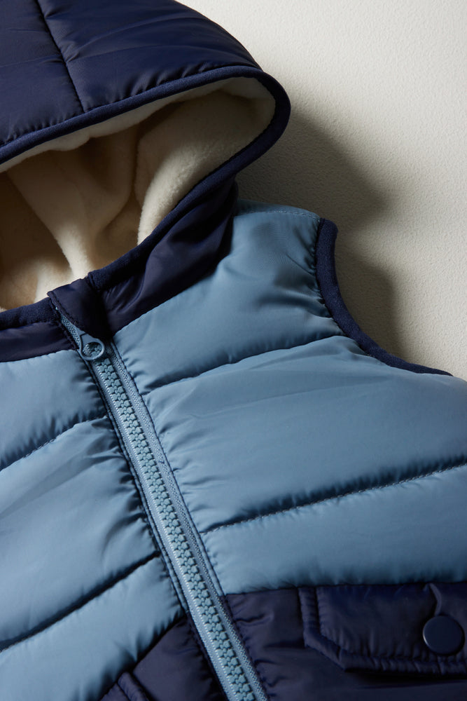 Sleeveless Hooded Jacket Blue