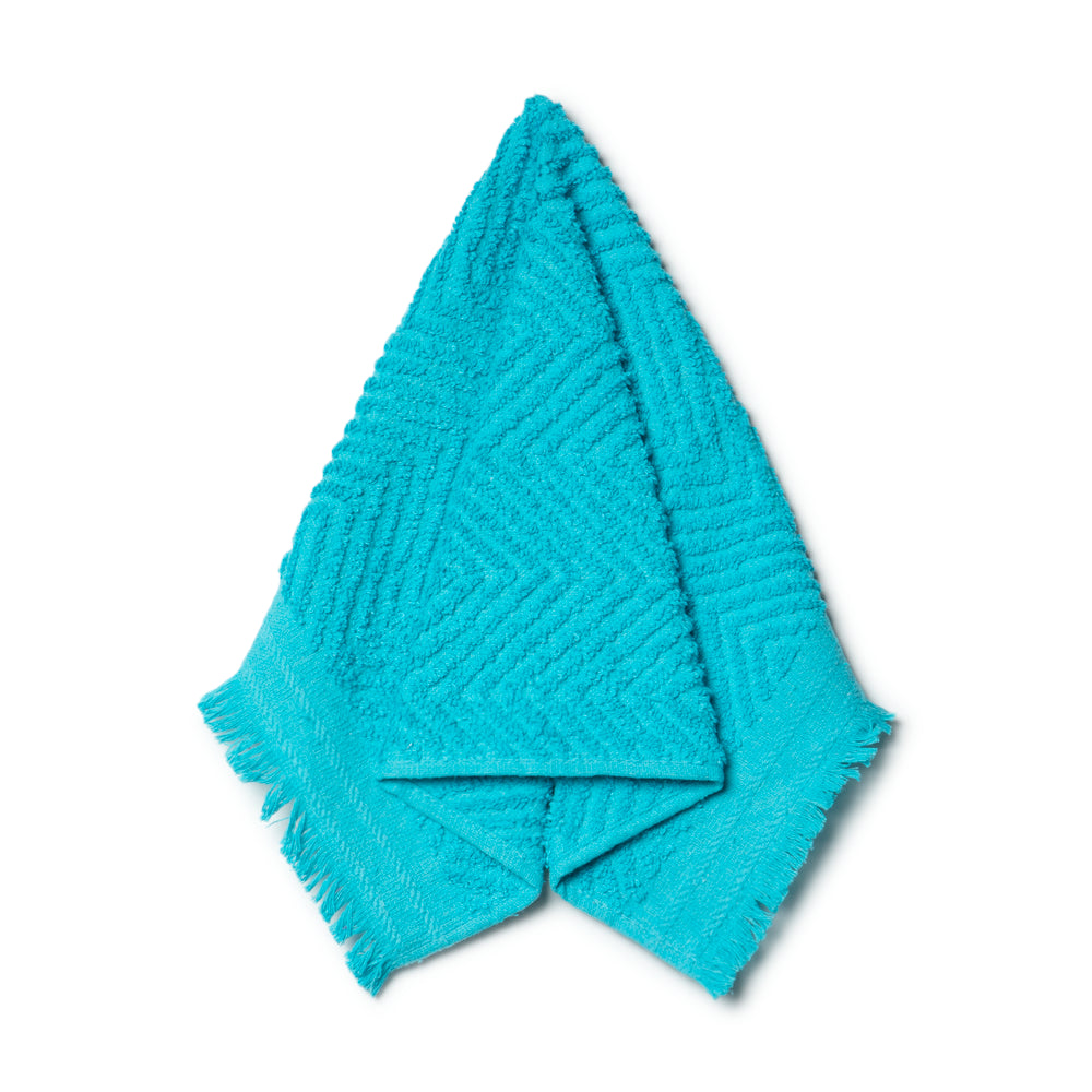 Textured Fringed Guest Towel Turquoise