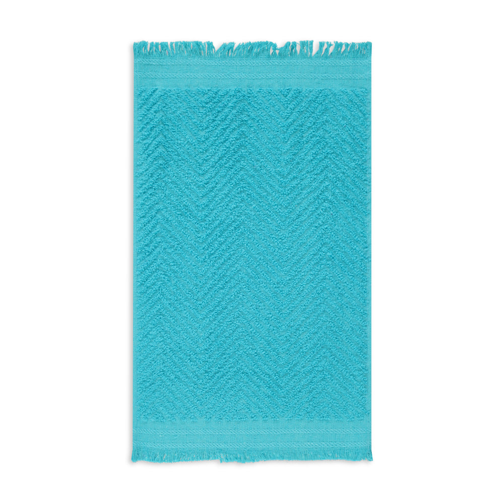 Textured Fringed Guest Towel Turquoise