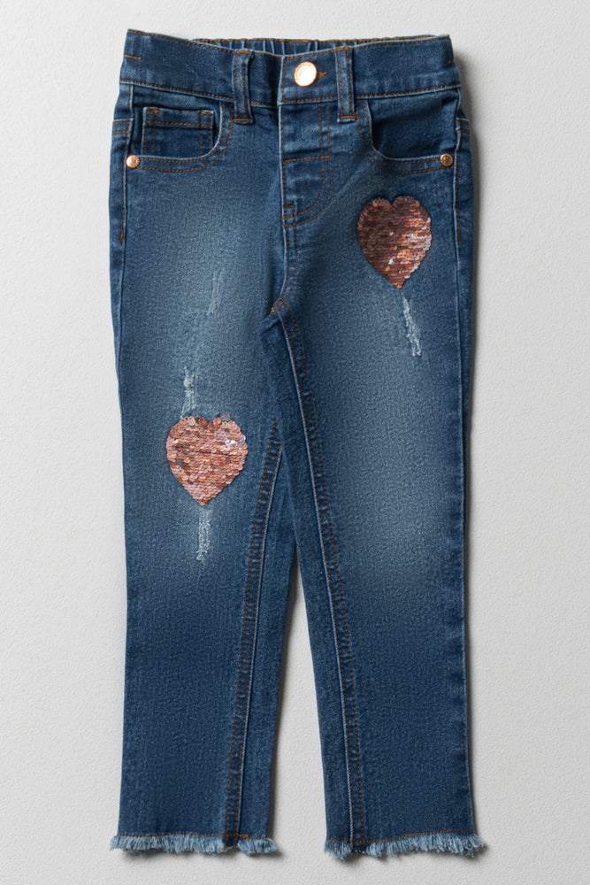 Hearts Skinny Denim Jeans Blue