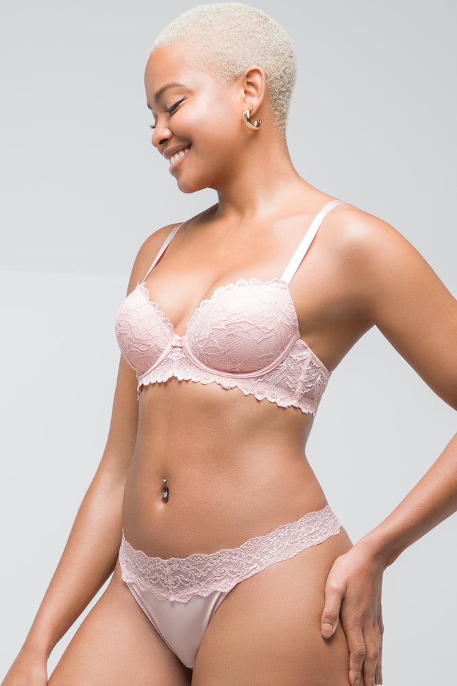 2 Pack Lace Balconette Bras Black & Pink (2)