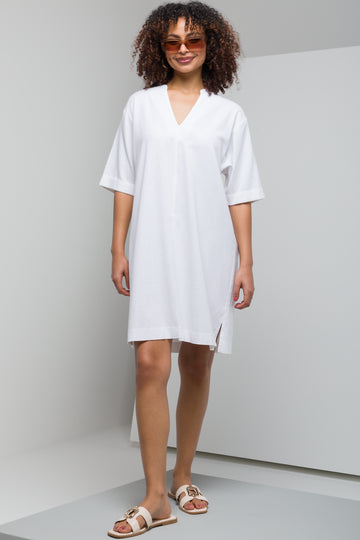 Collar Linen Dress White