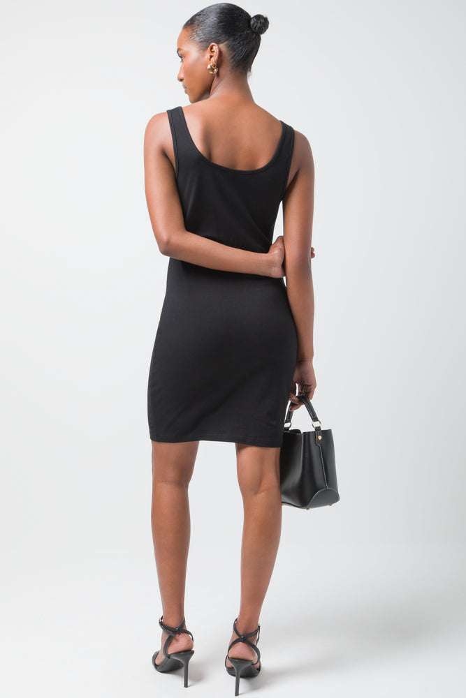 Built Up Strap Bodycon Dress Black (2)