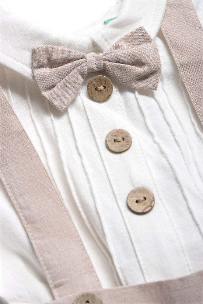 Woven Occassion Dungaree Boy Natural (1)