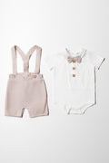 Woven Occassion Dungaree Boy Natural (4)