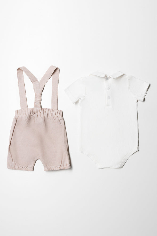 Woven Occassion Dungaree Boy Natural (5)
