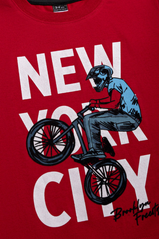 Bmx Side Tuxedo Short Sleeve T-Shirt Red