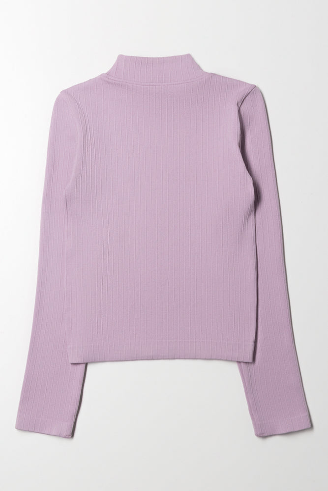 High Neck Seamless Top Lilac (2)
