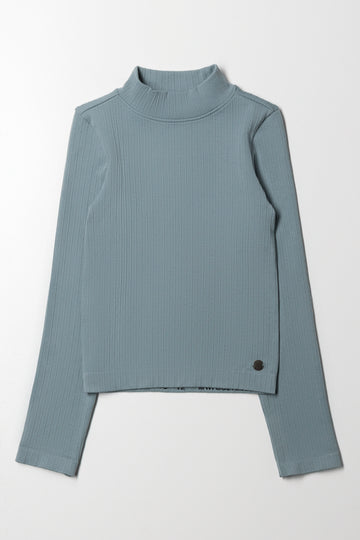High Neck Seamless Top Blue