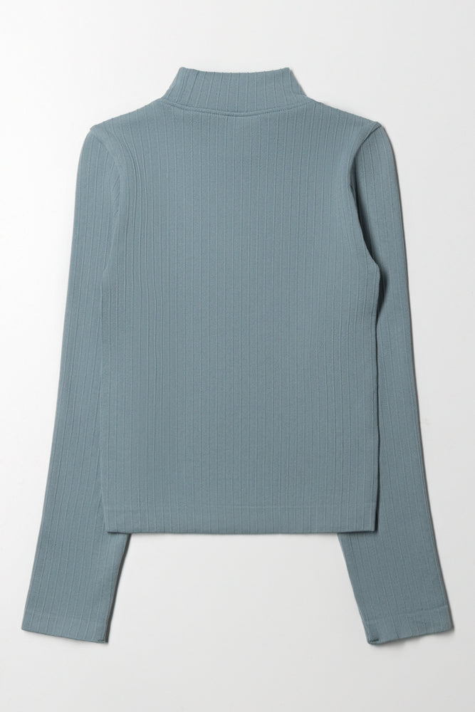 High Neck Seamless Top Blue (2)