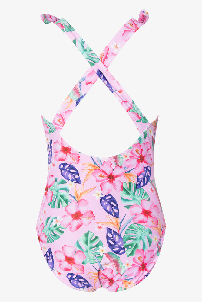 One Piece Tropical Swimsuit Pink