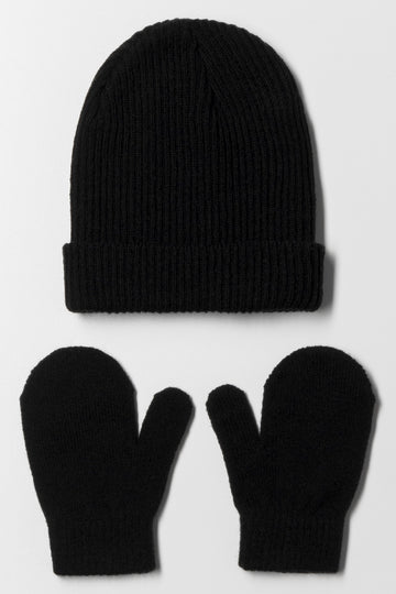 Beanie And Mittens Set Black