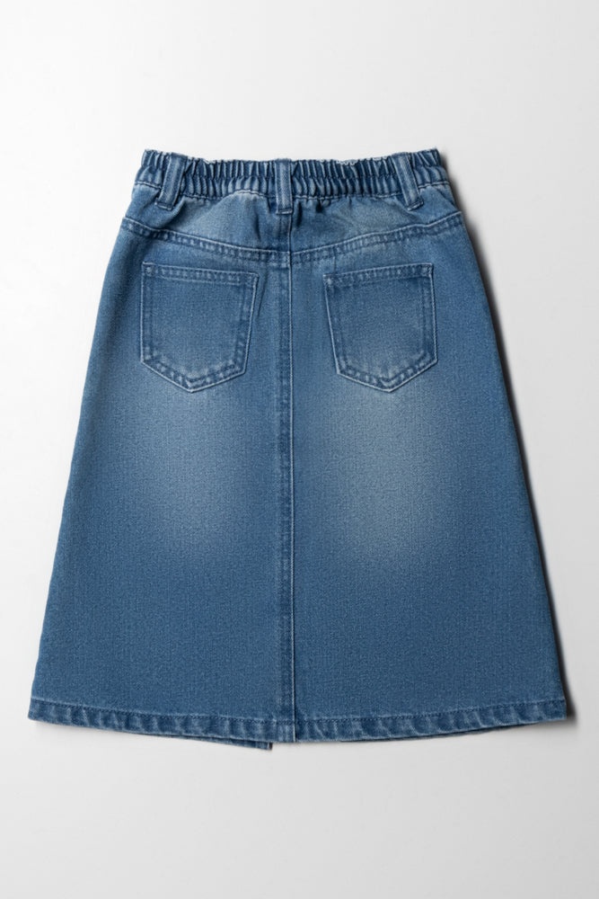 Long Denim Skirt With Headband Blue (3)