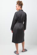 Satin Long Sleeve Gown Black (2)