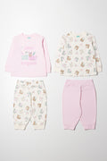 2 Pack long Sleeve Pyjamas Pink And White