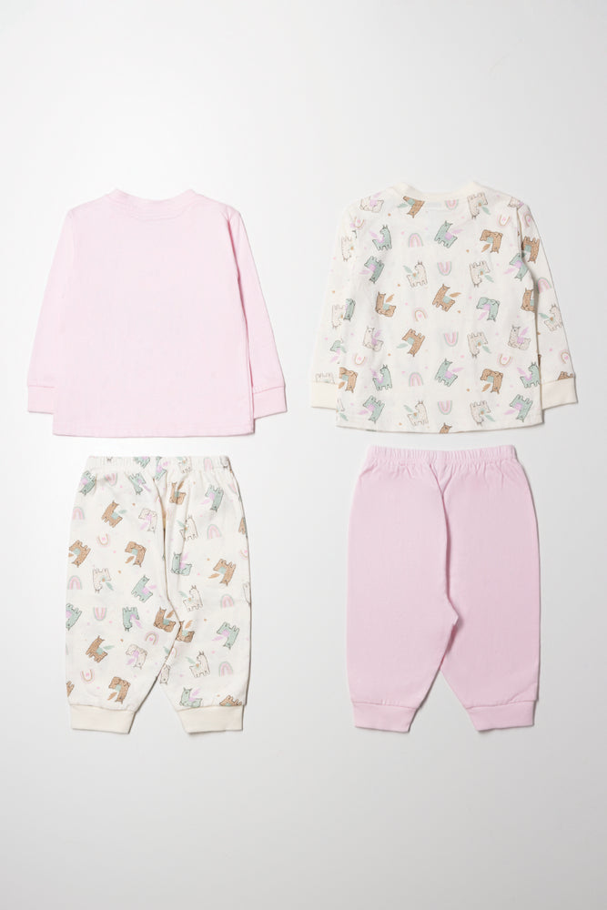 2 Pack long Sleeve Pyjamas Pink And White (5)