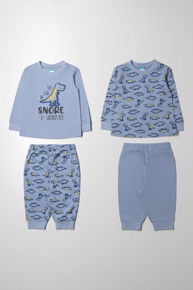 2 Pack Dino Pyjama Set Blue