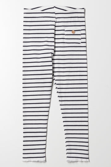 Rib Stripe Leggings Black And White
