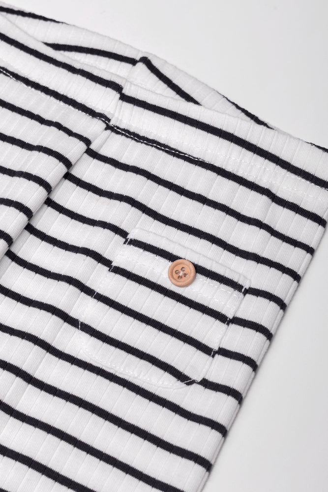 Rib Stripe Leggings Black And White