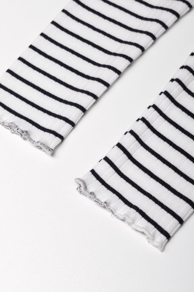 Rib Stripe Leggings Black And White (2)