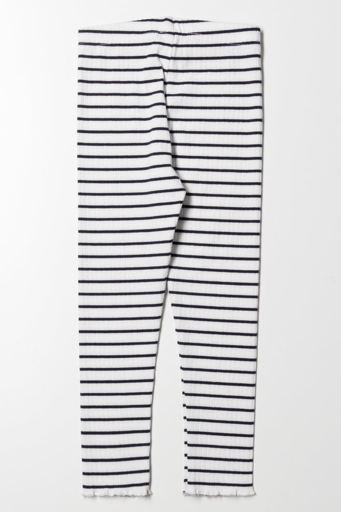 Rib Stripe Leggings Black And White (3)