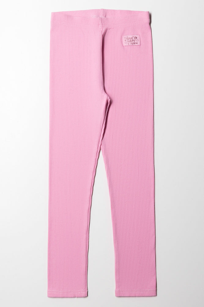 Rib Long Legging Mid Pink