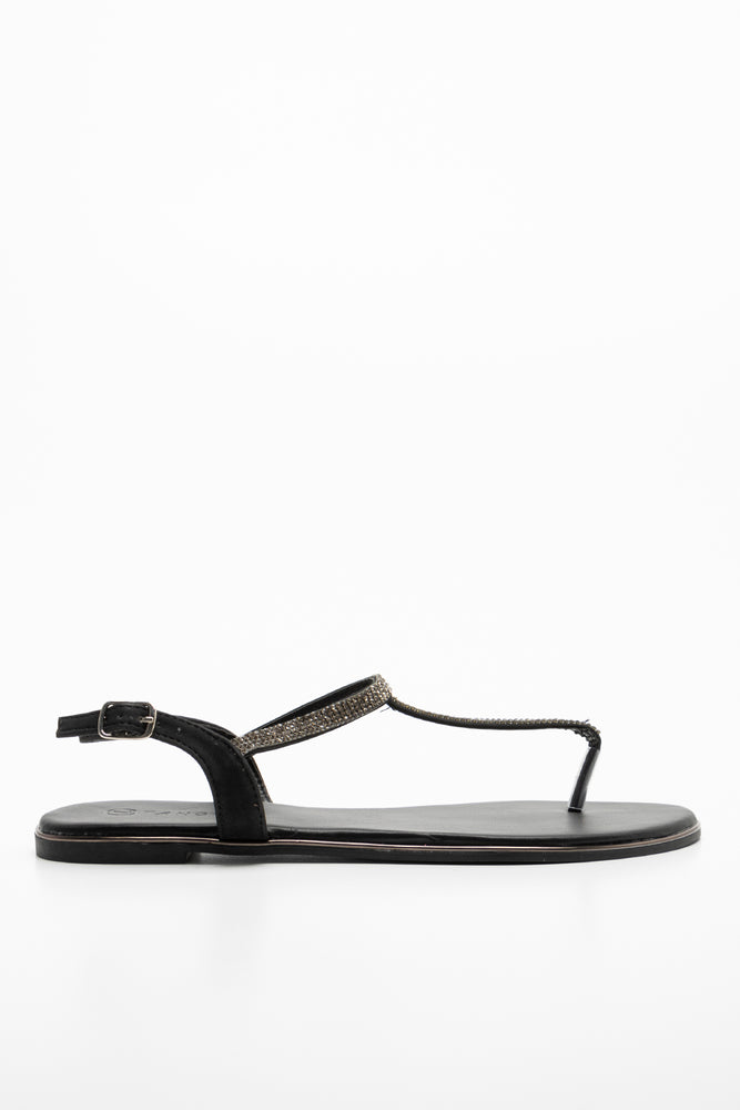 Diamante Thong Sandal Black