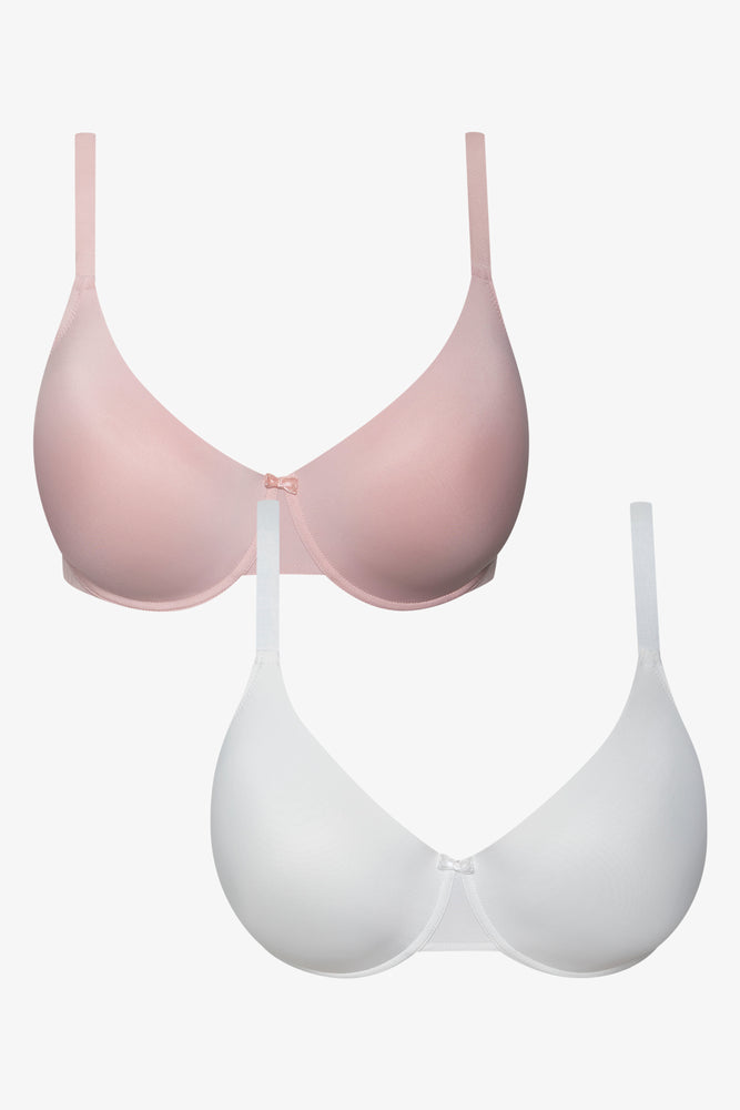 2 Pack Smooth T-Shirt Bras Pink & White