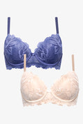 2 Pack Summer Lace Balconette Bra Blue (1)