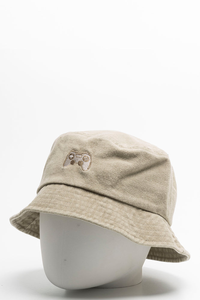 Embroidered Bucket Hat Taupe