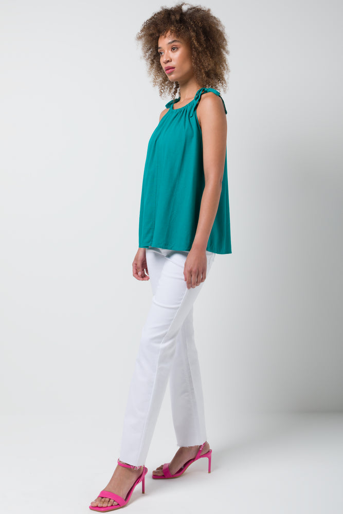 A-Line Strappy Linen Jade