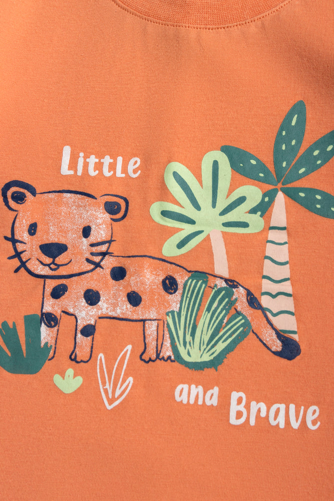 2  Pack  Little And Brave Printed T-Shirts Orange An