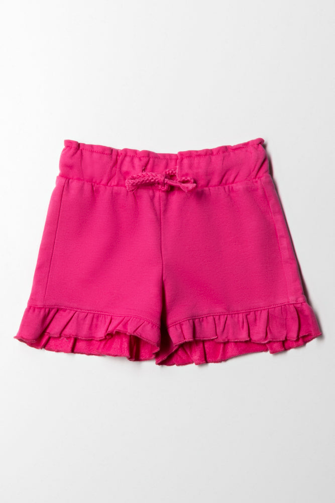 Unbrused Frilled Short Cerise