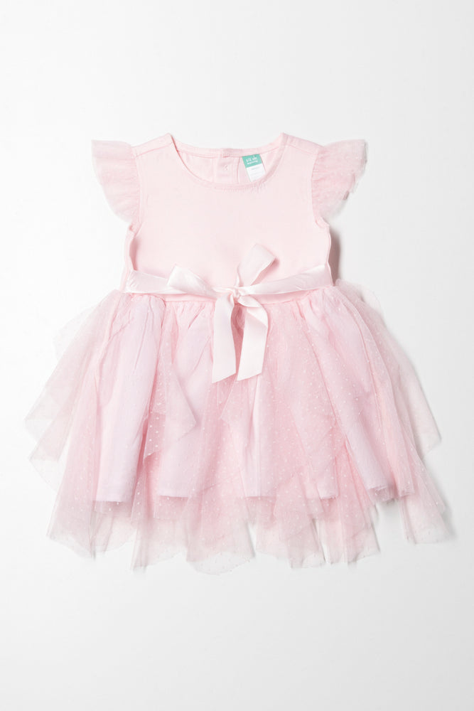 Ruffle Mesh Dress Pink
