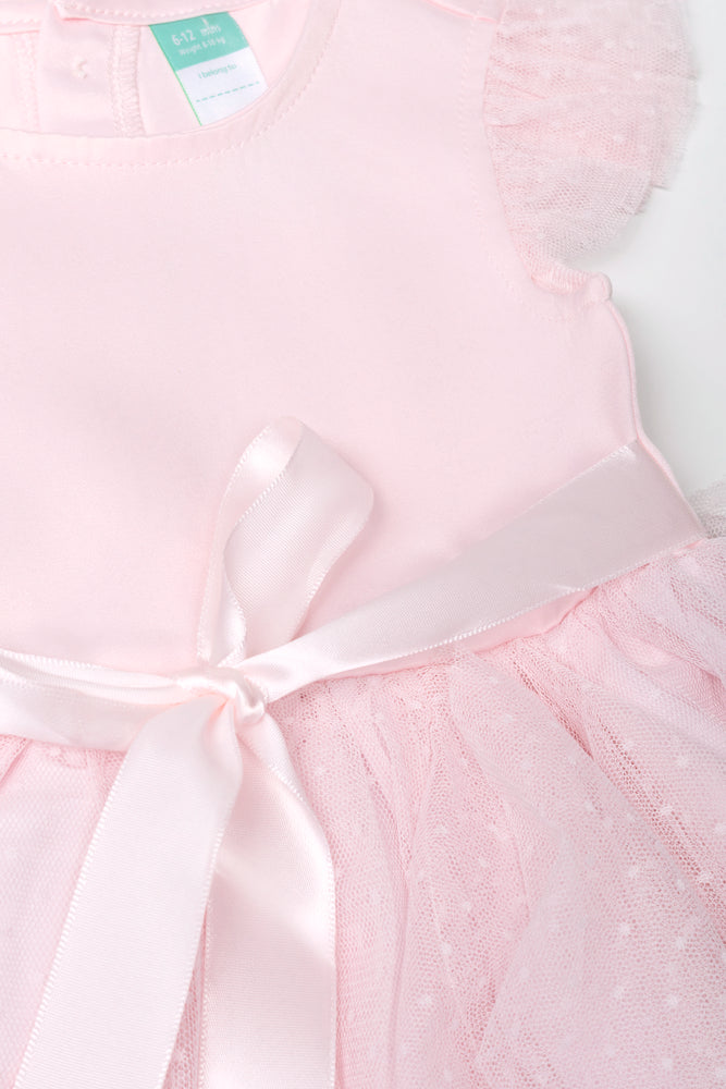 Ruffle Mesh Dress Pink