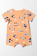 Airplane Basic Romper Boy Orange (3)