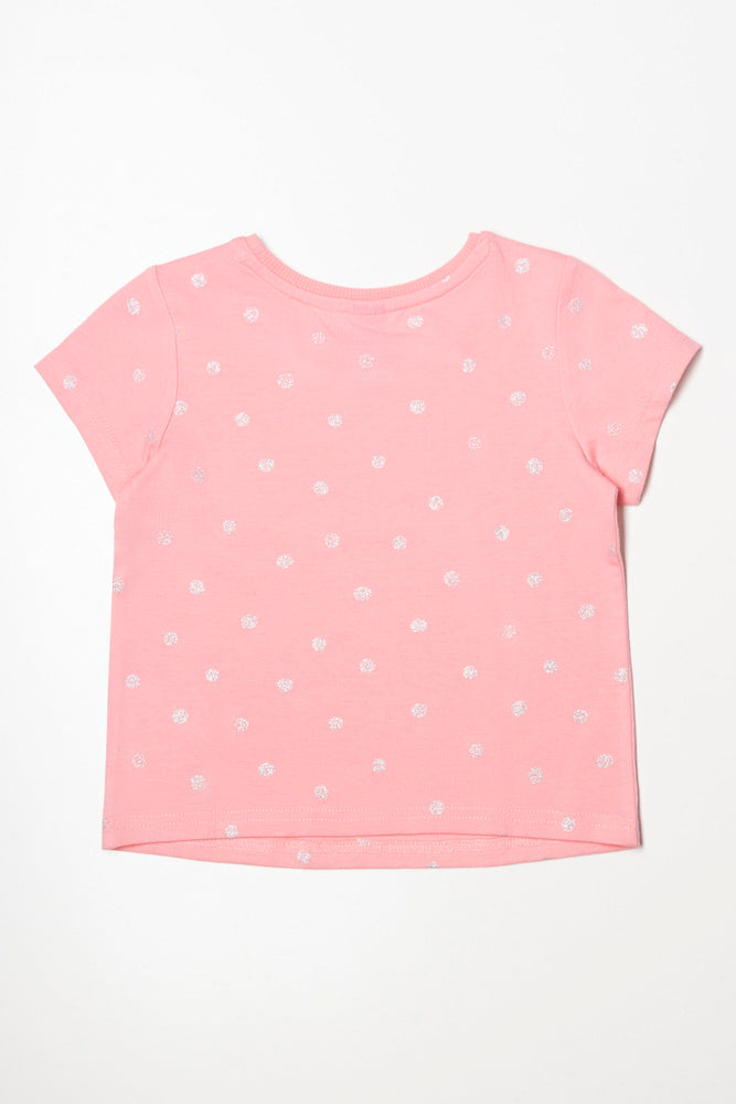 Glitter Spot Printed T-Shirt Coral Pink (2)