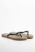 Leopard Print Flip Flop Black