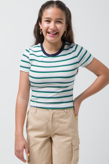 Stripe Short Sleeve T-Shirt Green