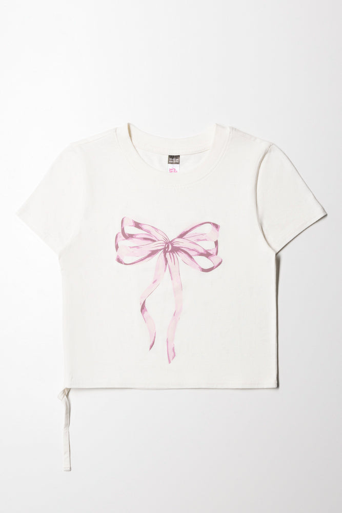 Side Tie Tee Pink Bow