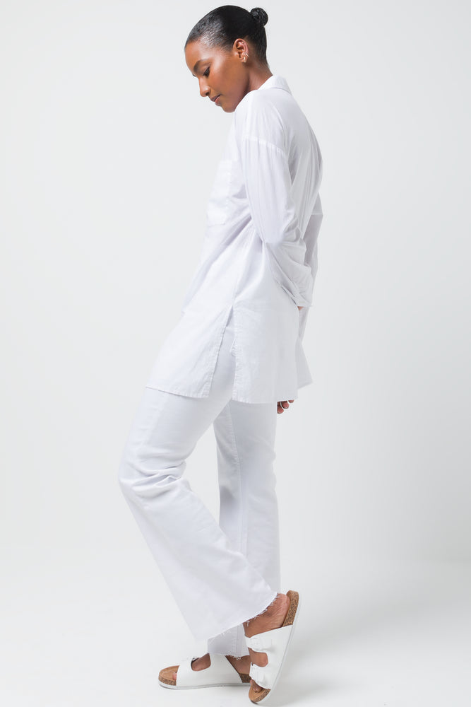 Longer Length Voile Shirt Plain  Packt White